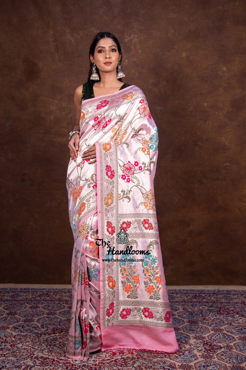 Pure Tussar Georgette Brocade Handloom Banarasi Saree - The Handlooms