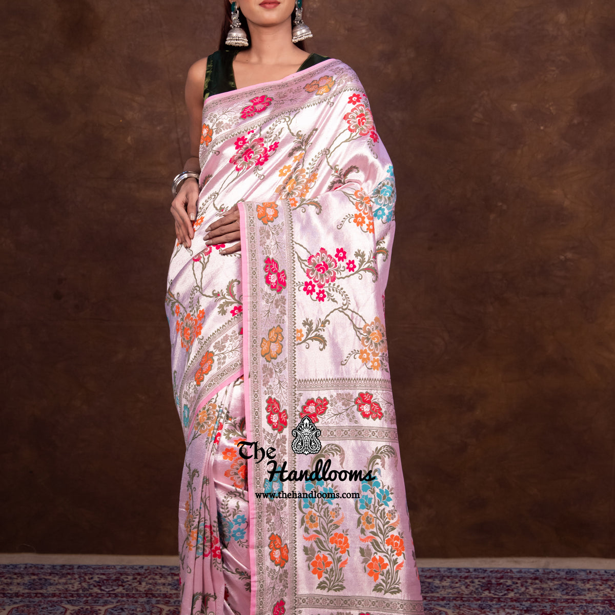 Pure Tussar Georgette Brocade Handloom Banarasi Saree main image 1