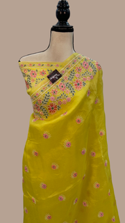 Pure Organza Chikankari Handloom Banarasi Saree - The Handlooms