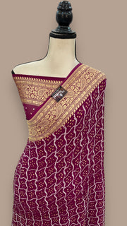 Pure Georgette Banarasi Bandhej Handloom Saree - The Handlooms
