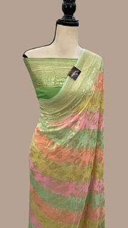 Rangkat Pure Khaddi Georgette Handloom Banarasi Saree - The Handlooms