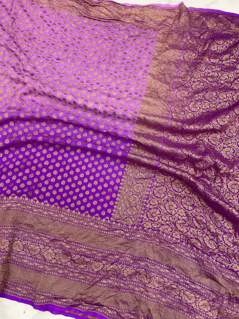 Khaddi Georgette Banarasi Saree -  Antique zari - The Handlooms