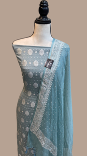 Pure Khaddi Georgette Banarasi Dress material - The Handlooms