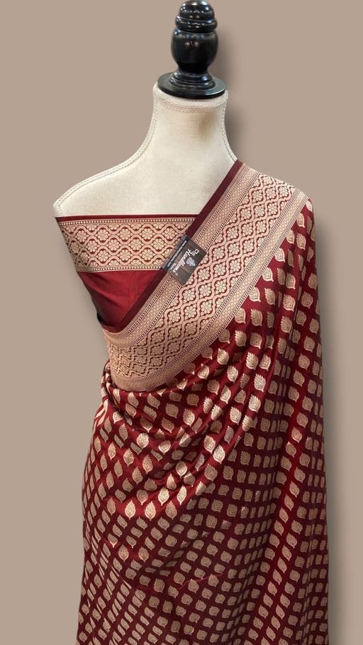 Pure Katan Silk Banarasi Handloom Saree - All Over Gold Zari Jaal Work - The Handlooms