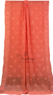 Pure Georgette Chikankari Handloom Banarasi Saree - The Handlooms