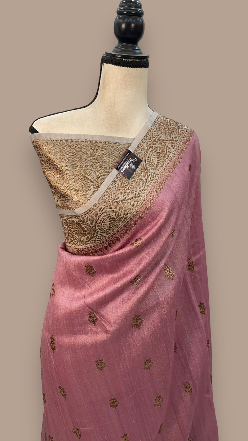 Pure Tussar Silk Handloom Banarasi Saree - The Handlooms