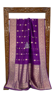Pure Katan Silk Banarasi Handloom Saree - All over Sona Roopa Kadua motifs - The Handlooms