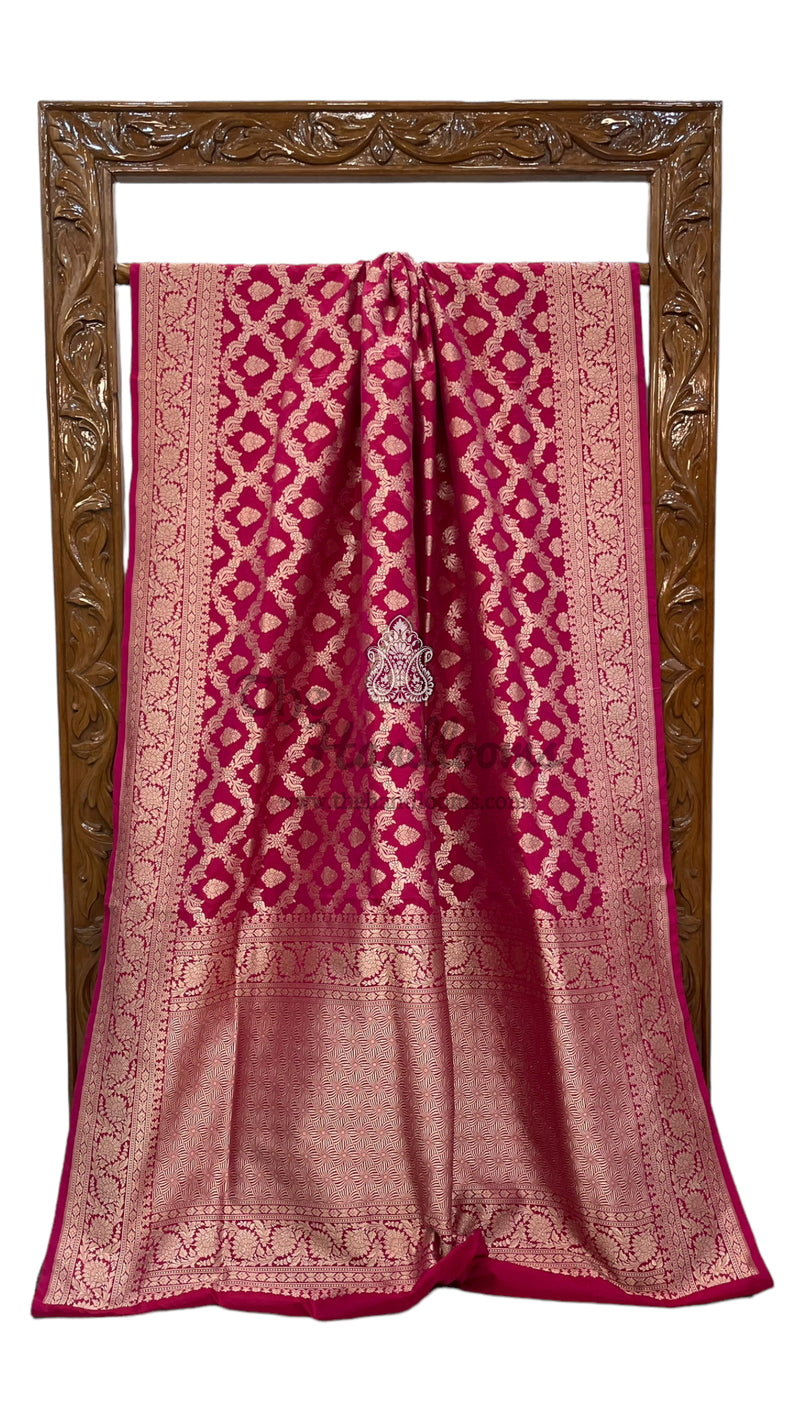 Pure Katan Silk Banarasi Handloom Saree - All Over Jaal Work - The Handlooms