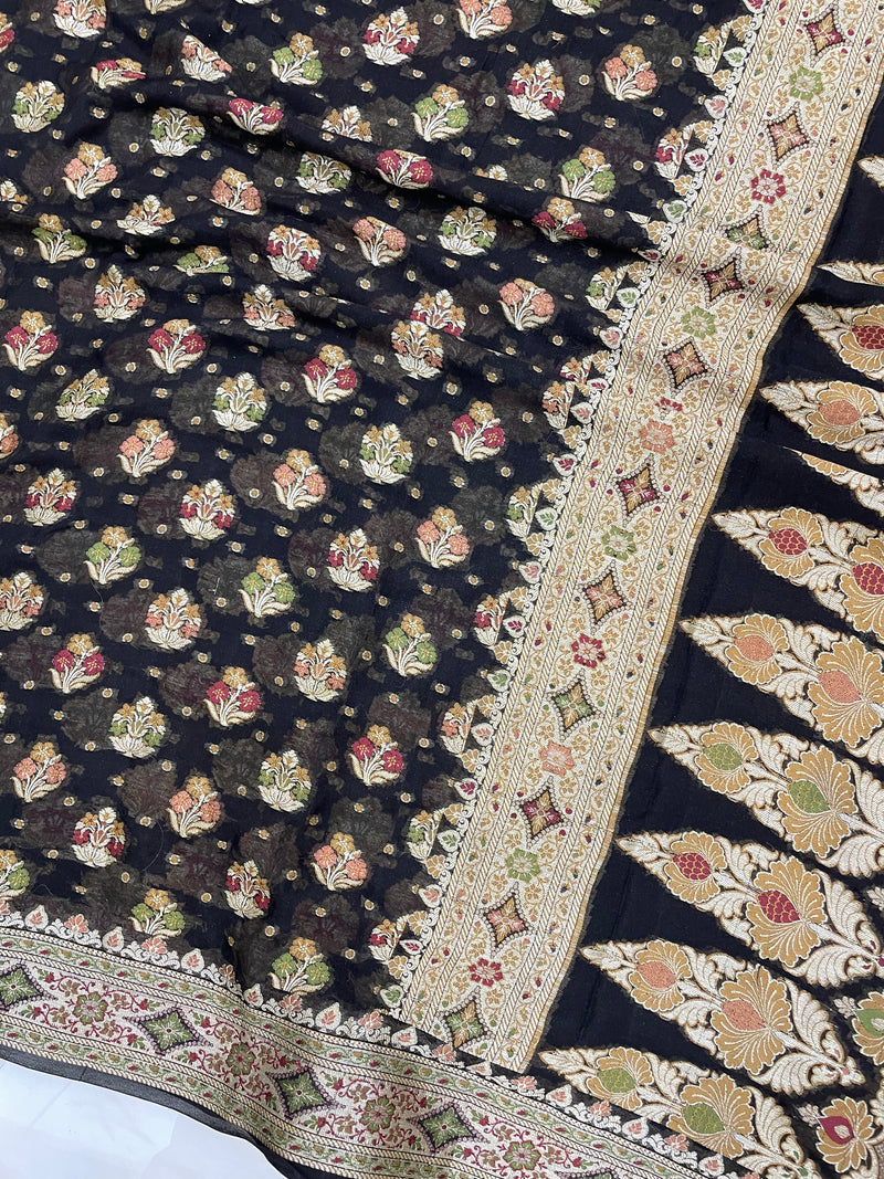 Pure Chiffon Khaddi Banarasi Saree - The Handlooms