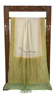 Khaddi Georgette Handloom Banarasi Saree - Gold Zari - The Handlooms