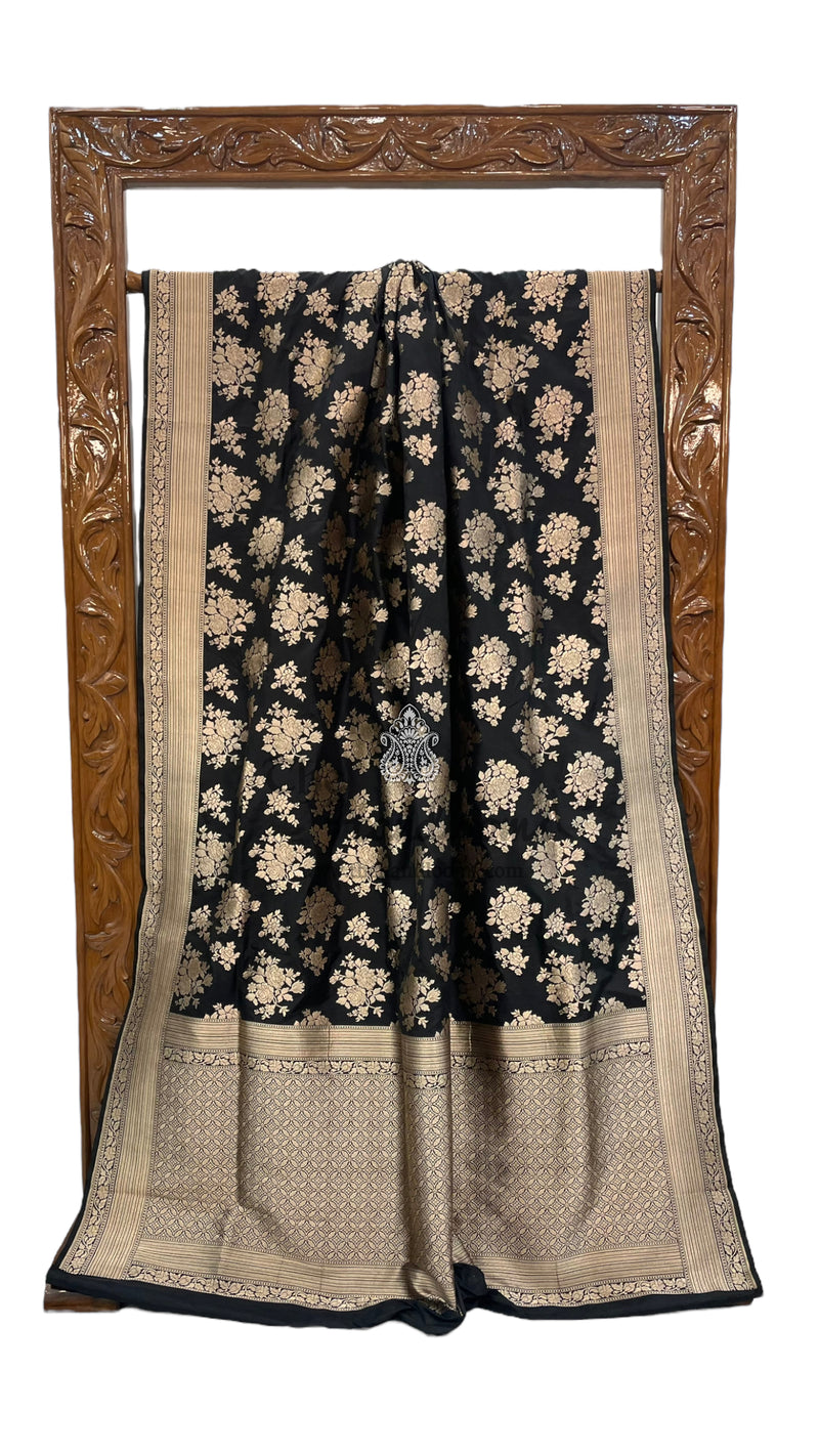 Pure Katan Silk Banarasi Handloom Saree - All over jaal work - The Handlooms