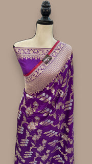 Pure Katan Silk Banarasi Handloom Saree - All over Sona Roopa Jaal work - The Handlooms