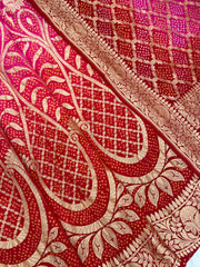Pure Khaddi Georgette Bandhani Handloom Banarasi Lehenga - The Handlooms