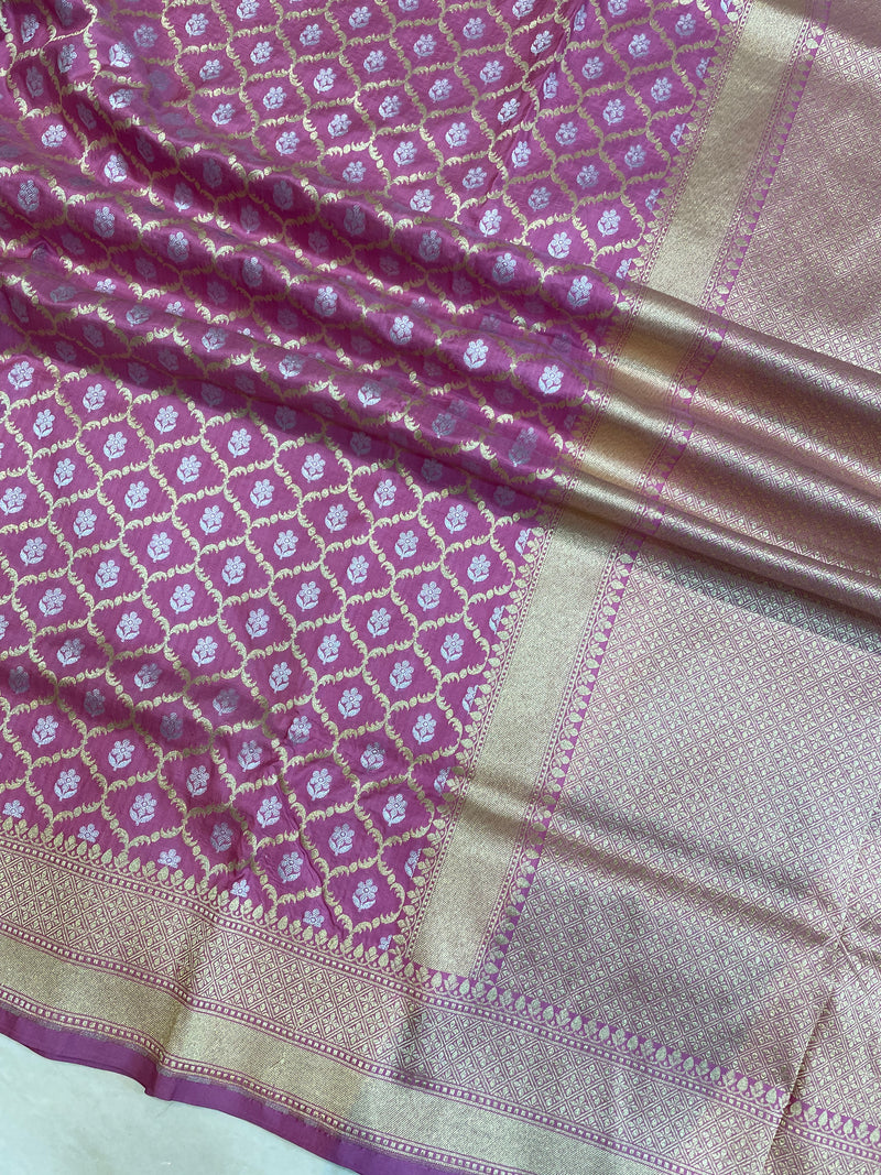 Pure Katan Silk Banarasi Handloom Saree - All over Jaal work - The Handlooms