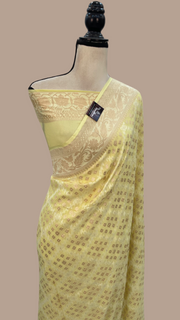 Pure Khaddi Georgette Handloom Banarasi Saree - All over sona roopa Jaal Work - The Handlooms