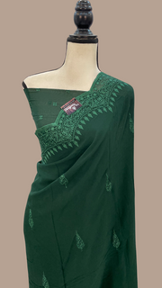 Pure Georgette Chikankari Handloom Banarasi Saree - The Handlooms