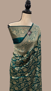 Pure Katan Silk Banarasi Handloom Saree - All Over Jaal Work - The Handlooms