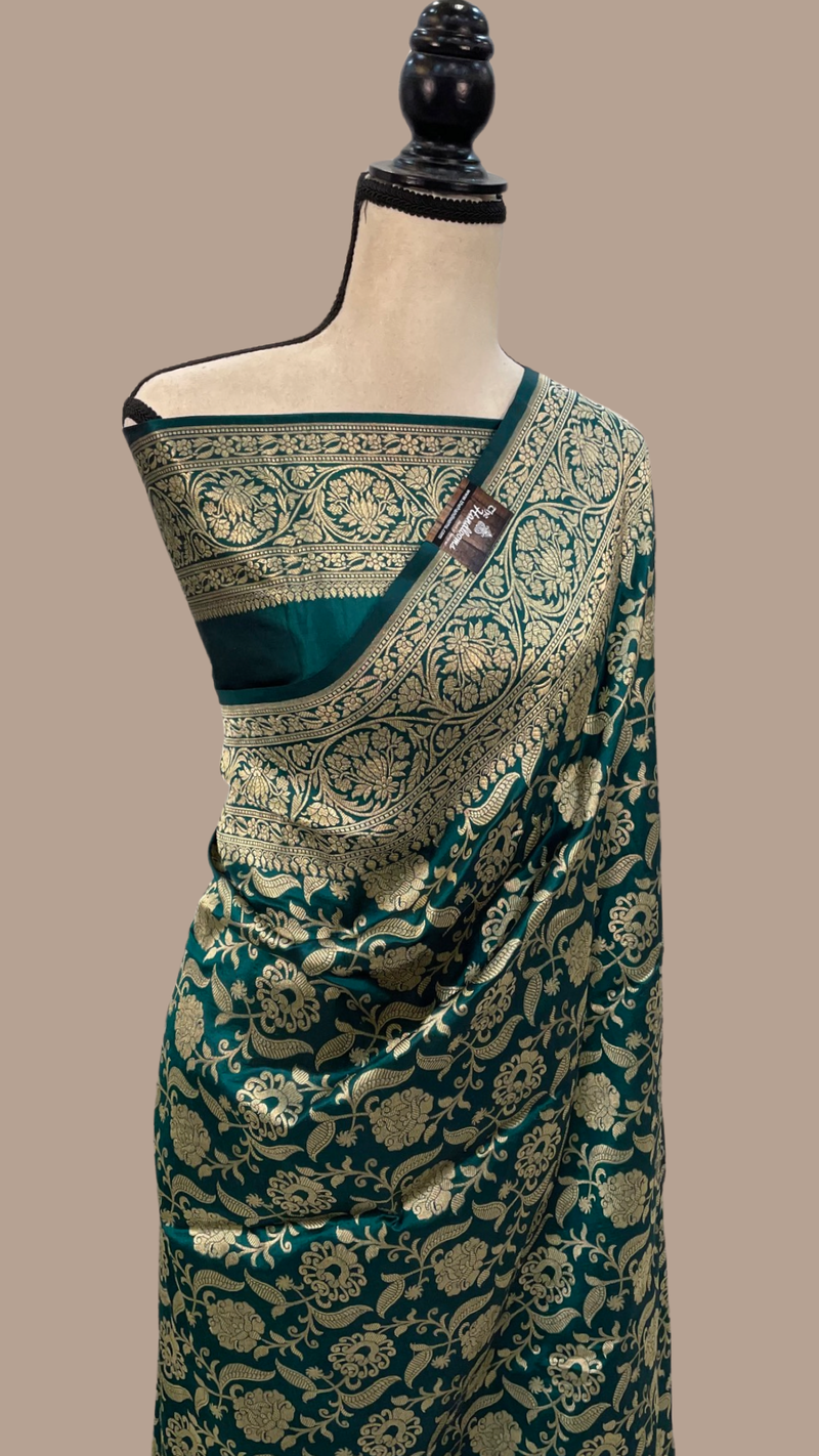 Pure Katan Silk Banarasi Handloom Saree - All Over Jaal Work - The Handlooms