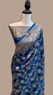 Pure Katan Silk Banarasi Handloom Saree - All Over Jaal Work - The Handlooms