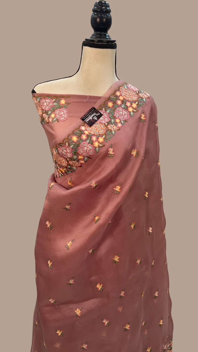 Pure Organza Chikankari Handloom Banarasi Saree - The Handlooms