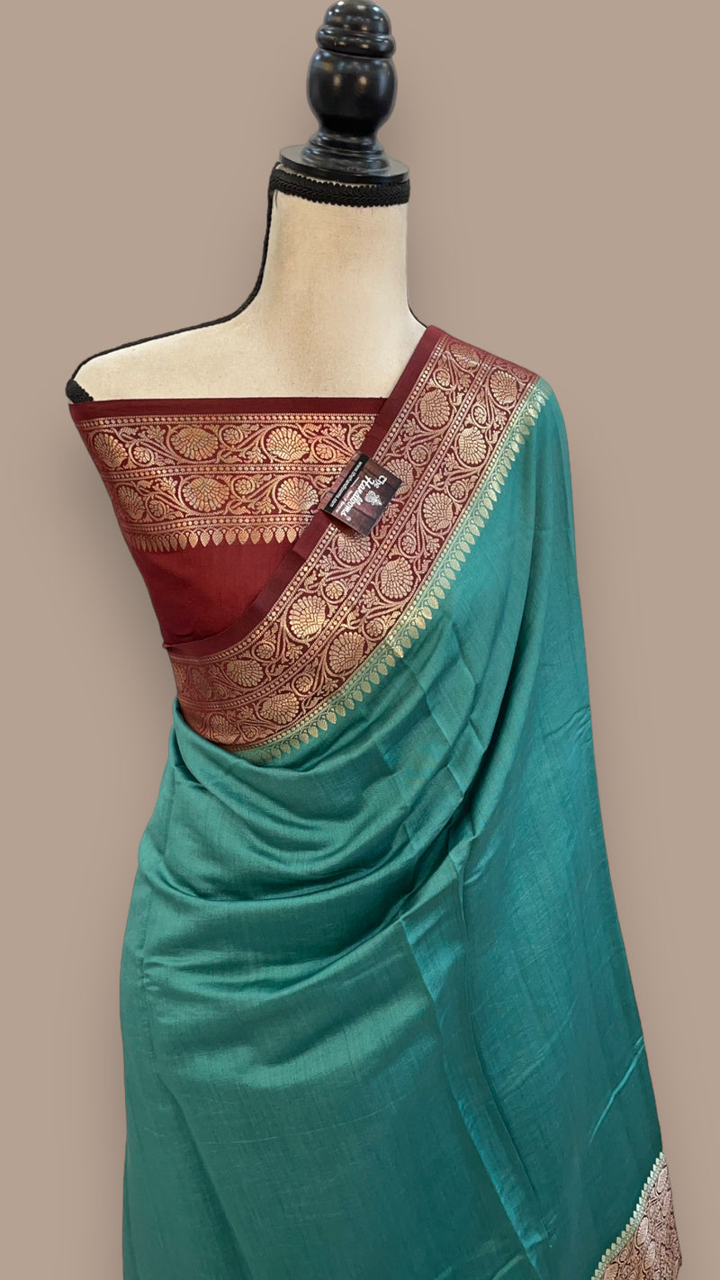 Pure Chiniya Silk Khaddi Handloom Banarasi Saree - The Handlooms