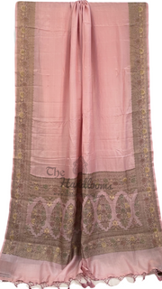 Onion Pink Pure Butter Crepe Banarasi Saree - The Handlooms