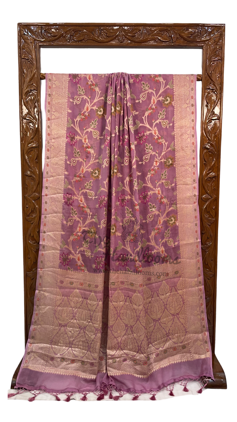 Mauvee Pure Chiffon Khaddi Banarasi Saree - The Handlooms