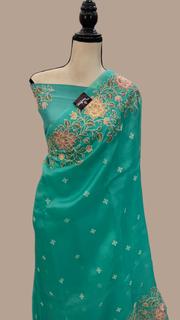 Pure Organza Chikankari Handloom Banarasi Saree - The Handlooms