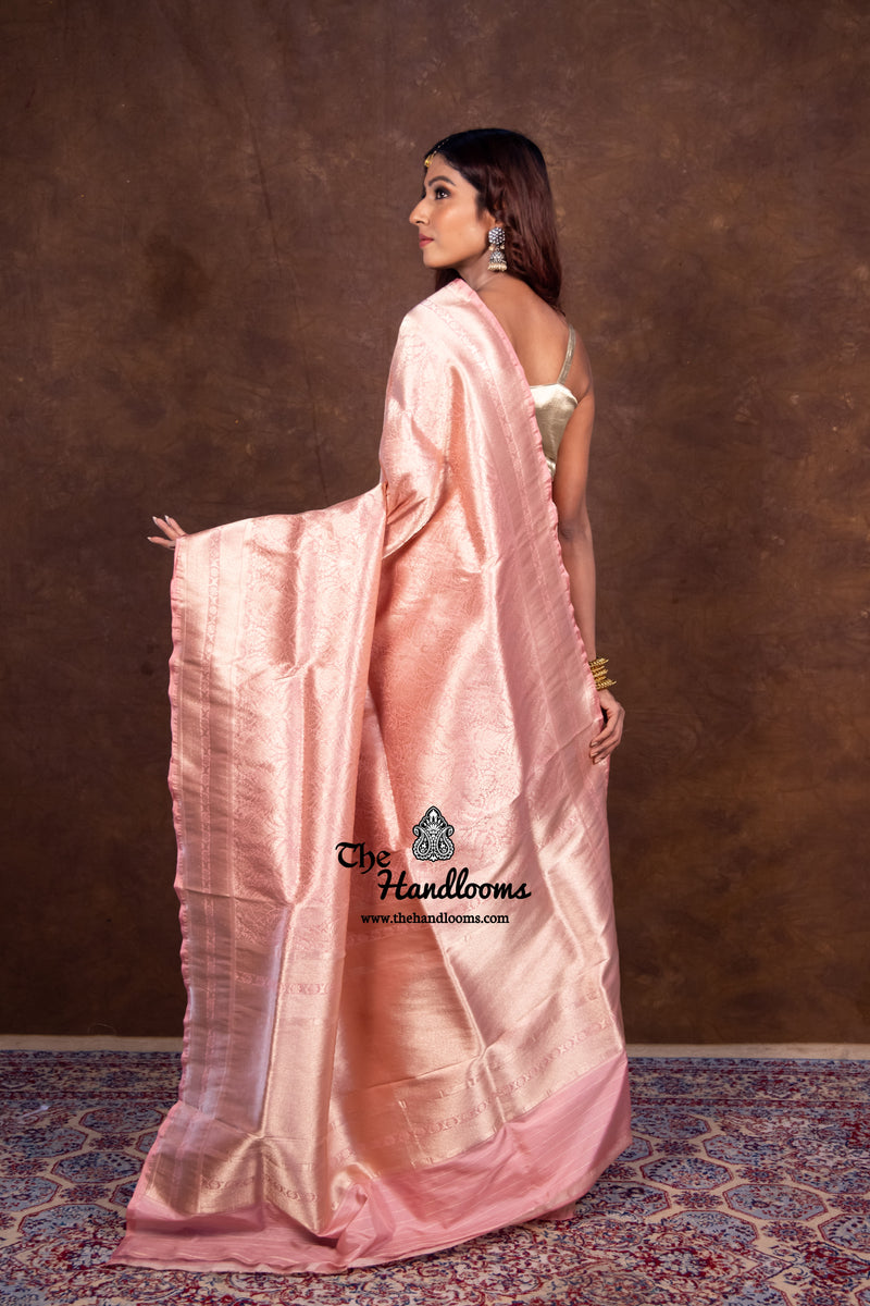 Regal Pure Katan Silk Banarasi Saree – Handwoven Tanchui Brocade - The Handlooms