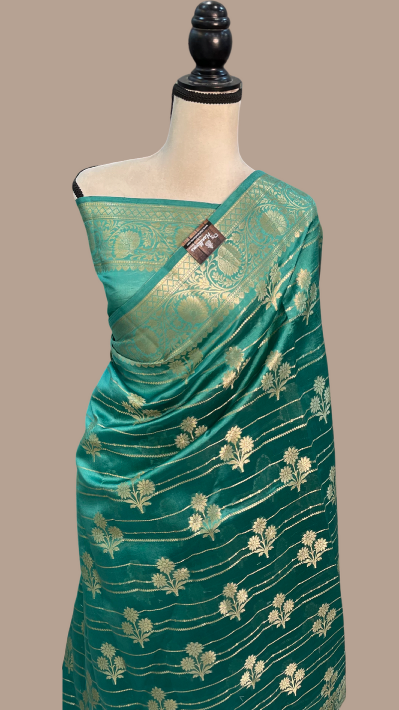 Pure Dupion Silk Banarasi Saree - Gold Zari - The Handlooms