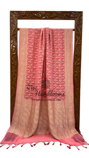 Pink Khaddi Georgette Handloom Banarasi Saree - All over Sona Roopa Jaal Work - The Handlooms