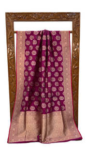 Pure Katan Silk Banarasi Handloom Saree - All over Sona Roopa Jaal work - The Handlooms