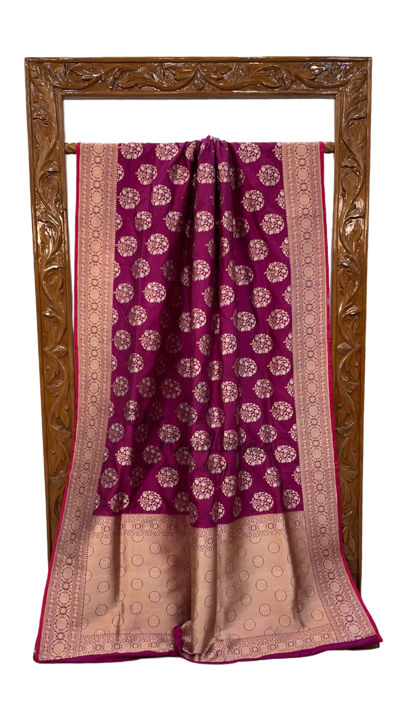 Pure Katan Silk Banarasi Handloom Saree - All over Sona Roopa Jaal work - The Handlooms