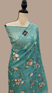 Tussar Silk Handloom Banarasi Saree With Chikankari - The Handlooms