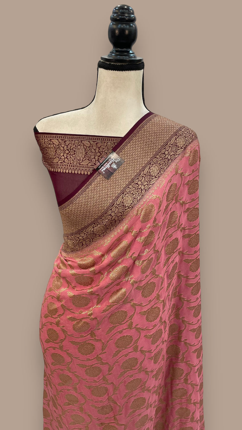 Khadki Georgette Banarasi Saree -  Antique zari - The Handlooms
