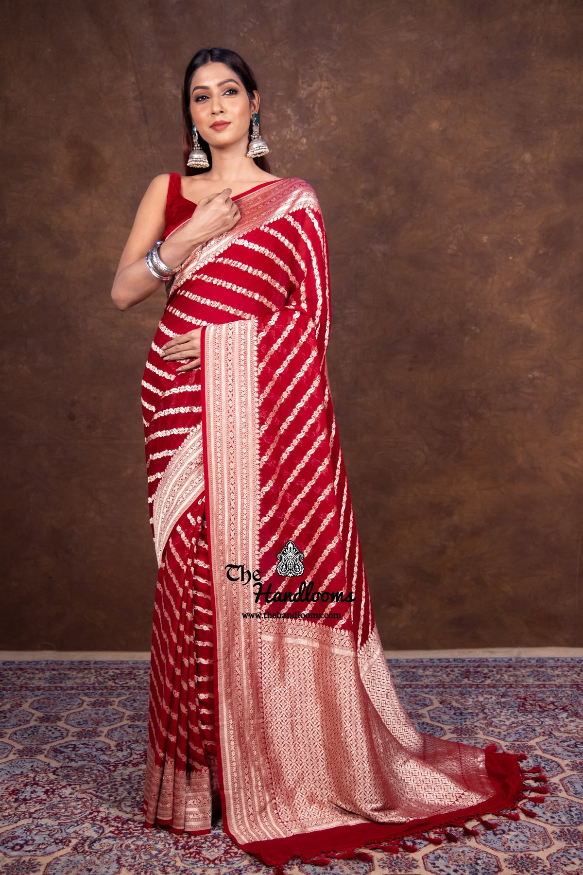 Khaddi Georgette Banarasi Dress material Water and Silver zari main image 1