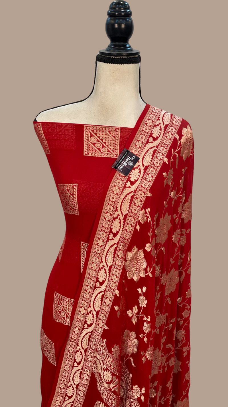 Khaddi Georgette Handlooms Banarasi Dress material - The Handlooms