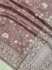 Pure Chiniya Silk Handloom Banarasi Saree With Chikankari - The Handlooms