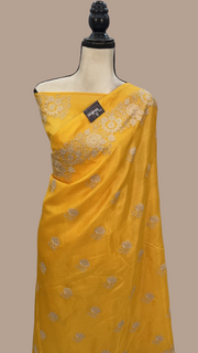 Tussar Silk Handloom Banarasi Saree With Chikankari - The Handlooms