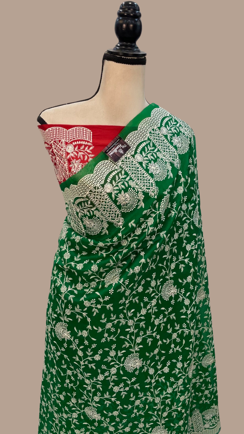 Pure Organza Chikankari Handloom Banarasi Saree - The Handlooms