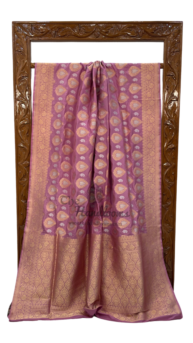Pure Katan Silk Banarasi Handloom Saree - All over Sona Roopa Jaal work - The Handlooms