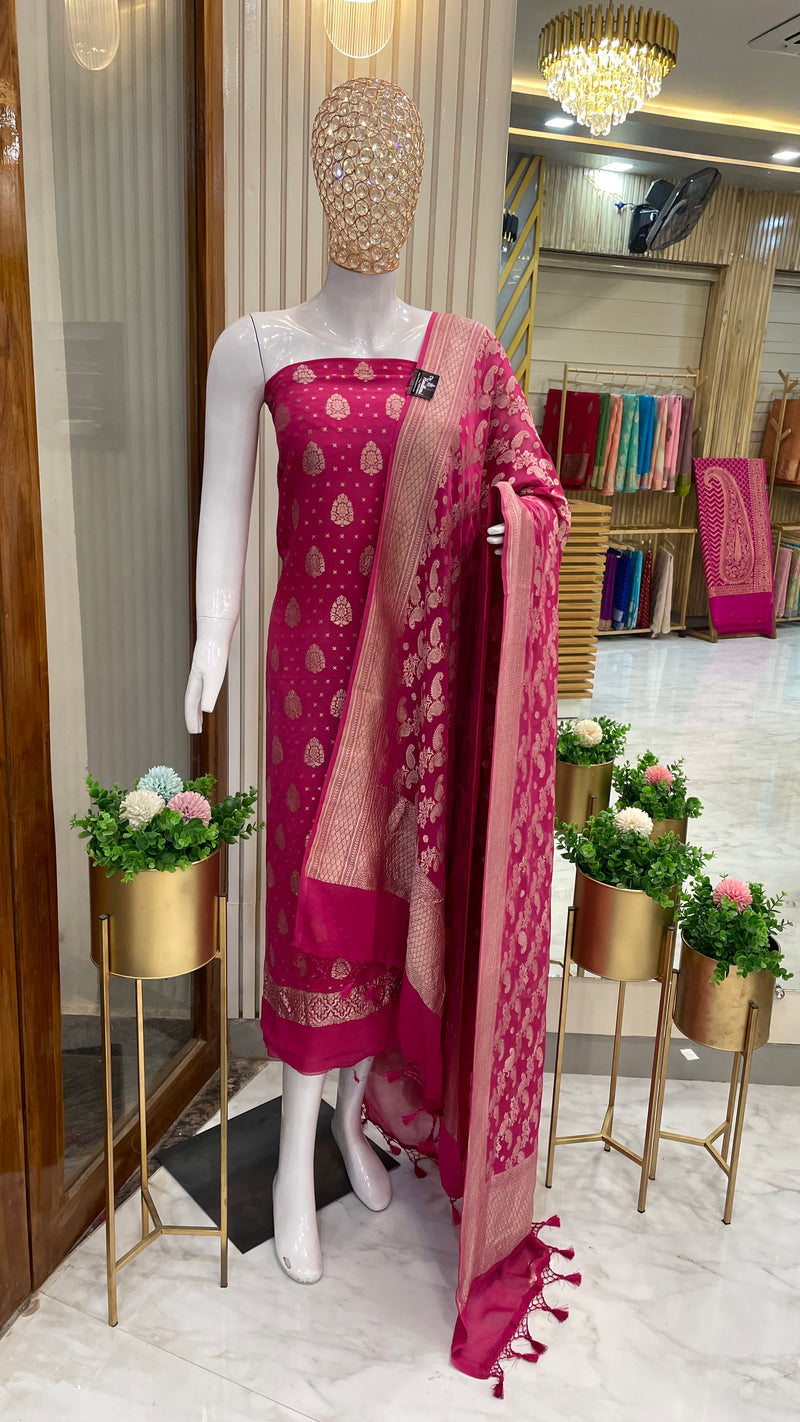 Khaddi Georgette Handlooms Banarasi Dress material - The Handlooms