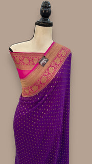 Khadki Georgette Banarasi Saree -  Antique zari - The Handlooms
