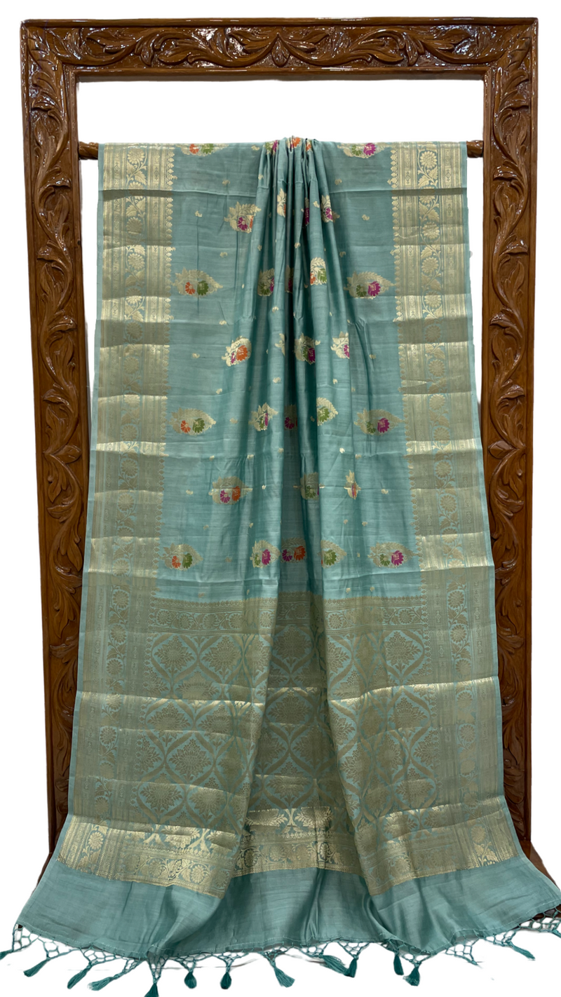 Pure Dupion Silk Banarasi Saree - Gold Zari - The Handlooms