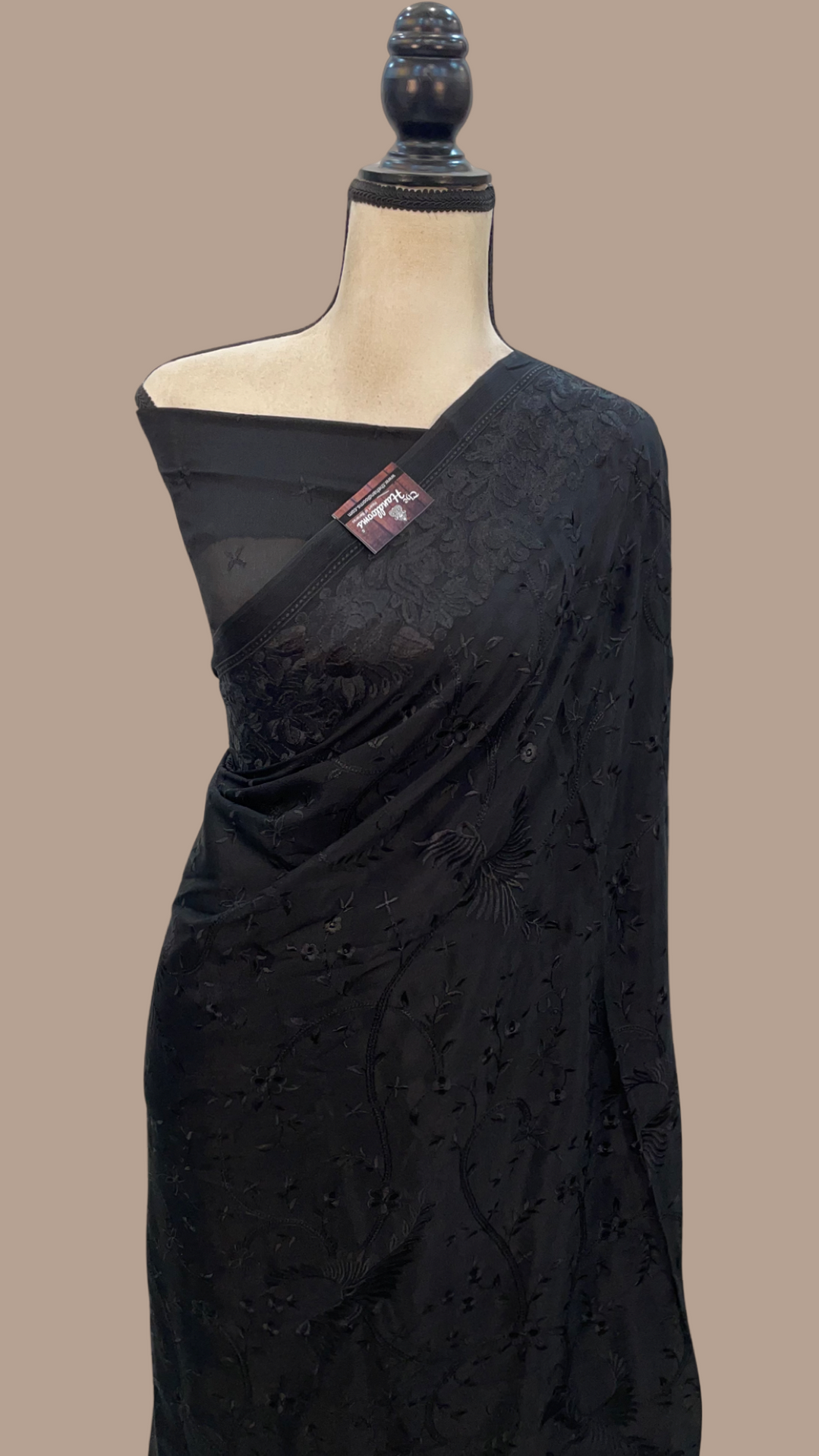 Pure Georgette Chikankari Handloom Banarasi Saree main image 0