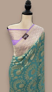 Pure Khaddi Georgette Handloom Banarasi Saree - Water zari - The Handlooms