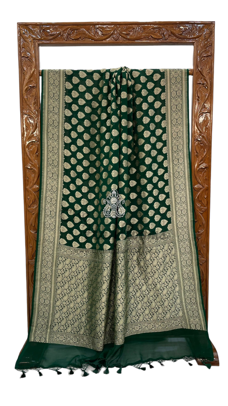 Khaddi Georgette Banarasi Saree -  Gold zari - The Handlooms