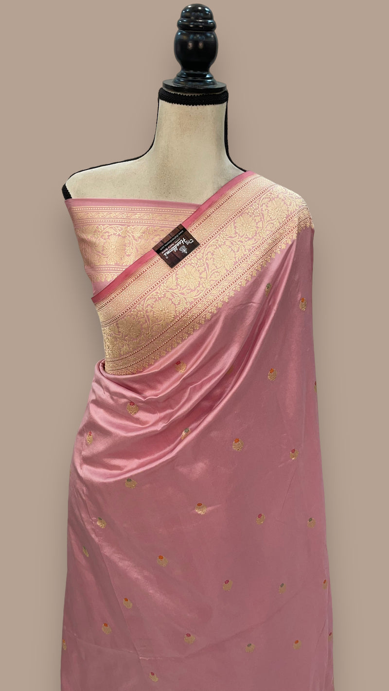 Pure Katan Silk Banarasi Handloom Saree - All over Kadua motifs With Meenakari - The Handlooms