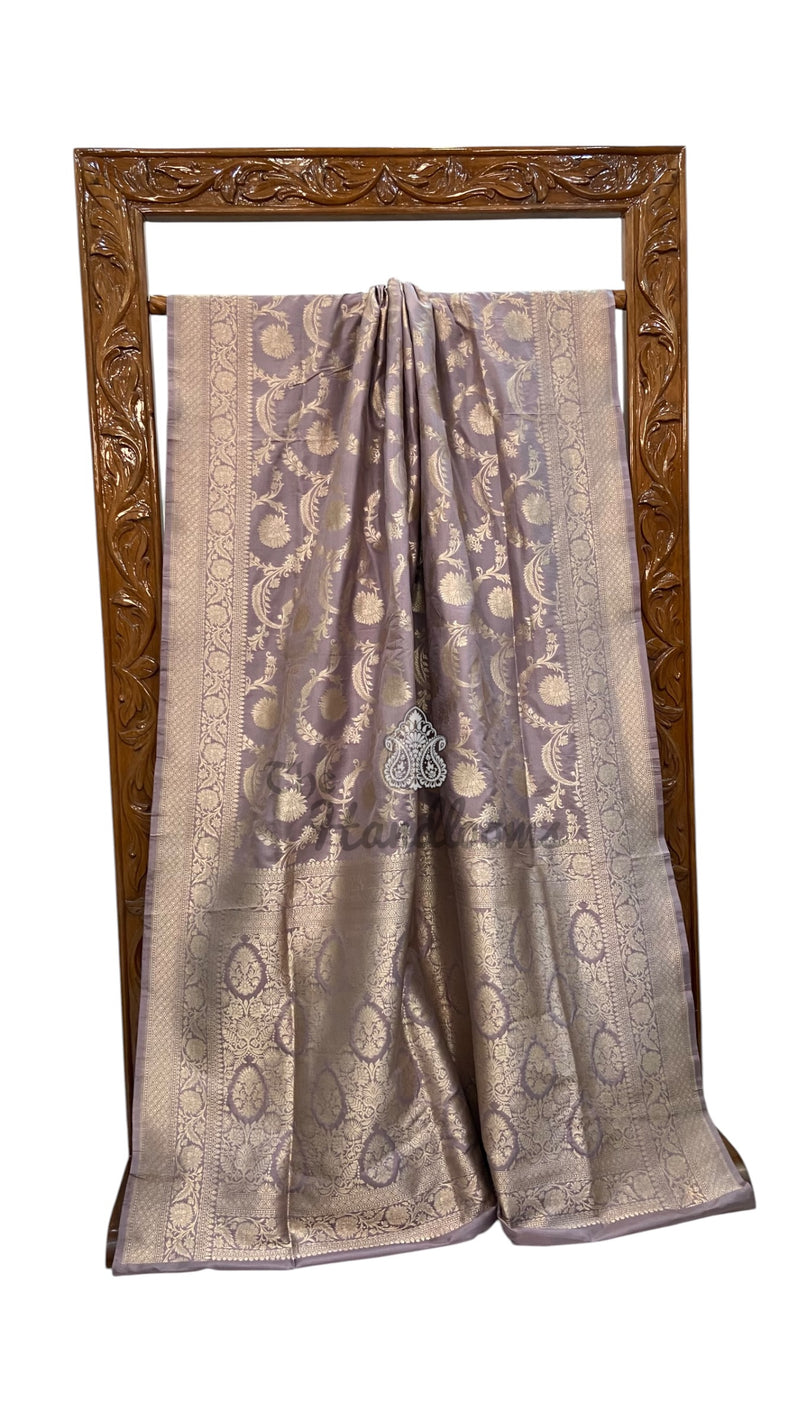 Pure Katan Silk Banarasi Handloom Saree - All Over Gold Zari Jaal Work