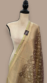 Pure Tissue Reshmi Zari Banarasi Brocade Handloom Dupatta - The Handlooms